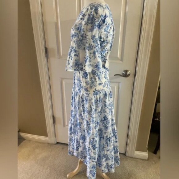 Tuckernuck Ginger Flirty Floral Blue and White Midi Dress-Size XS - Picture 2 of 3